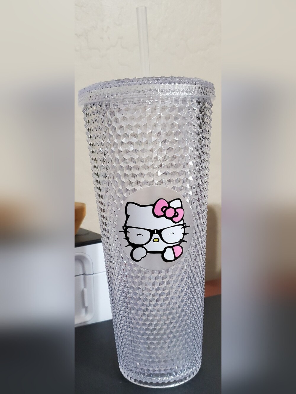Hello Kitty Clear Studded Tumbler with Pink Bow Accent